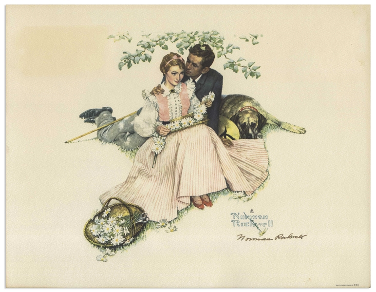 Norman Rockwell Signed Print of ''Flowers in Tender Bloom''